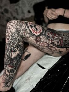 tatoueur saint etienne tattoo jambe complète