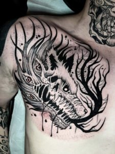 tatoueur saint etienne tattoo loup dark